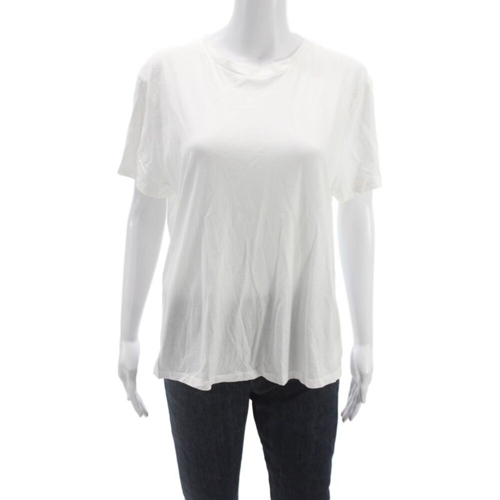 Theory Women White Pima Cotton Basic T-Shirt Crew Neck Short Sleeve Size 2XL